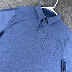Under Armour Polo Shirt Mens L Large Blue HeatGear Short Sleeve Pocket Casual